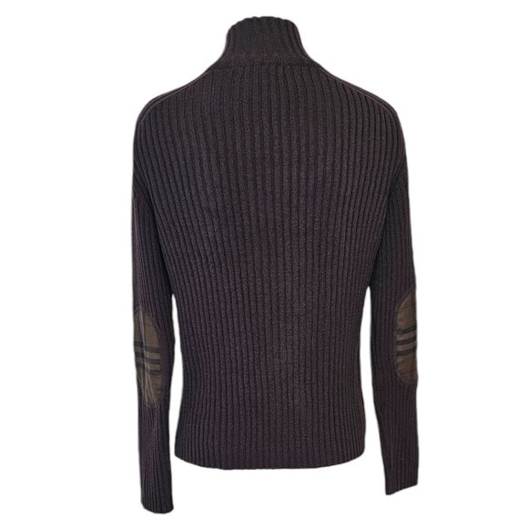 Burberry London Womens Merino Wool Zip Up Sweater Small Elbow Patch Nova Check - Picture 6 of 11